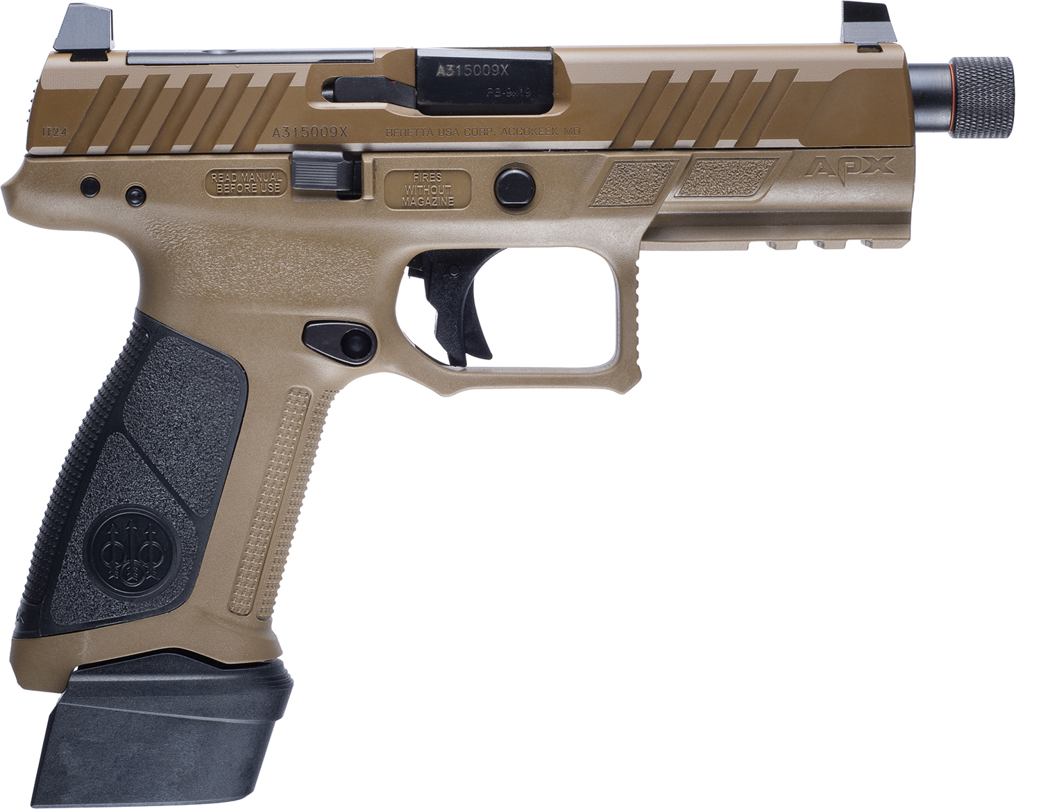 BERETTA APX A1 TACTICAL 9MM 4.8" 21+1 FDE THREADED (image for) BERETTA APX A1 TACTICAL 9MM 4.8" 21+1 FDE THREADED
